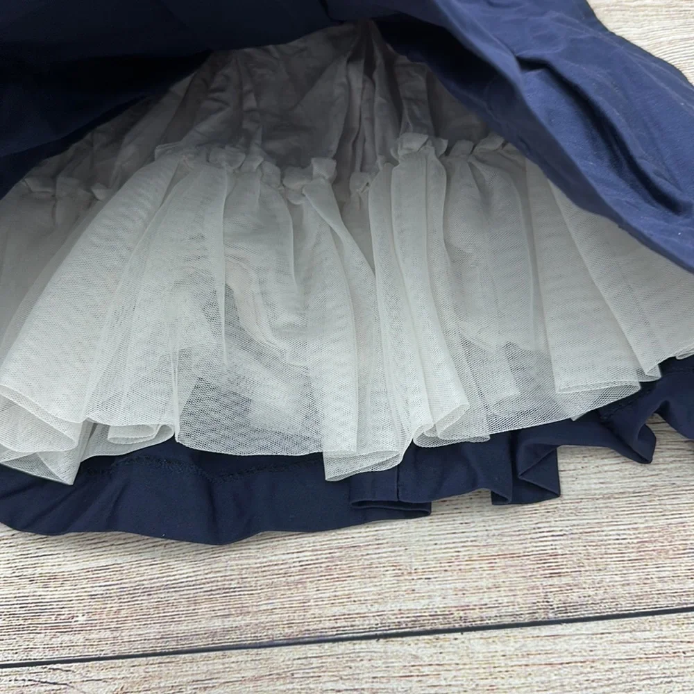 Isaac Mizrahi Pink White and Navy Tulle Lined Dress Size 4